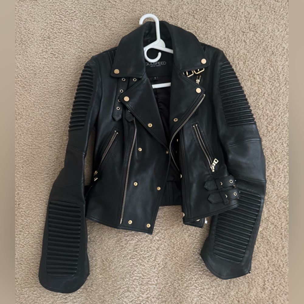 Black GODSPEEDNY MOTO Leather Jacket